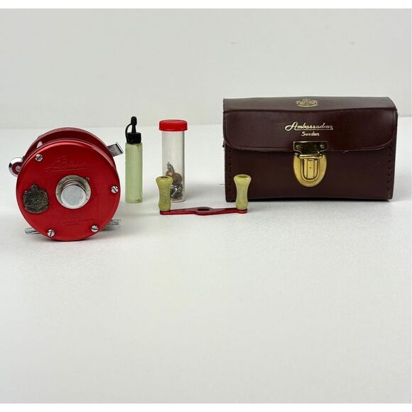 Vintage Rare Early Abu Ambassadeur No. 5000 Fishing Reel Sweden & Leather Case E - Picture 1 of 15